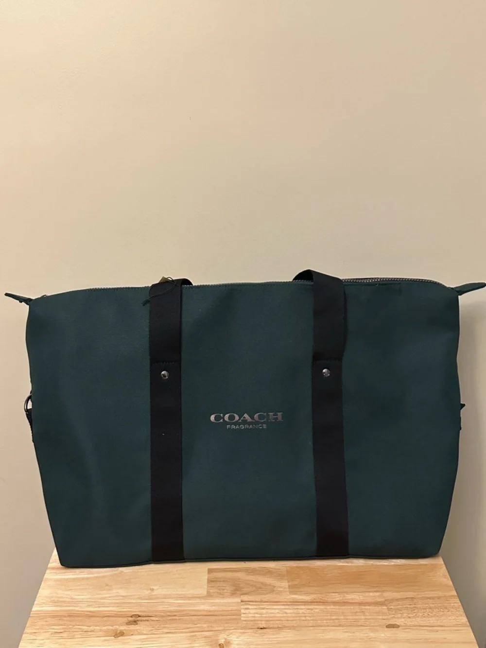 Coach Dark Green Canvas Duffel with Black Straps - Picture 9 of 10